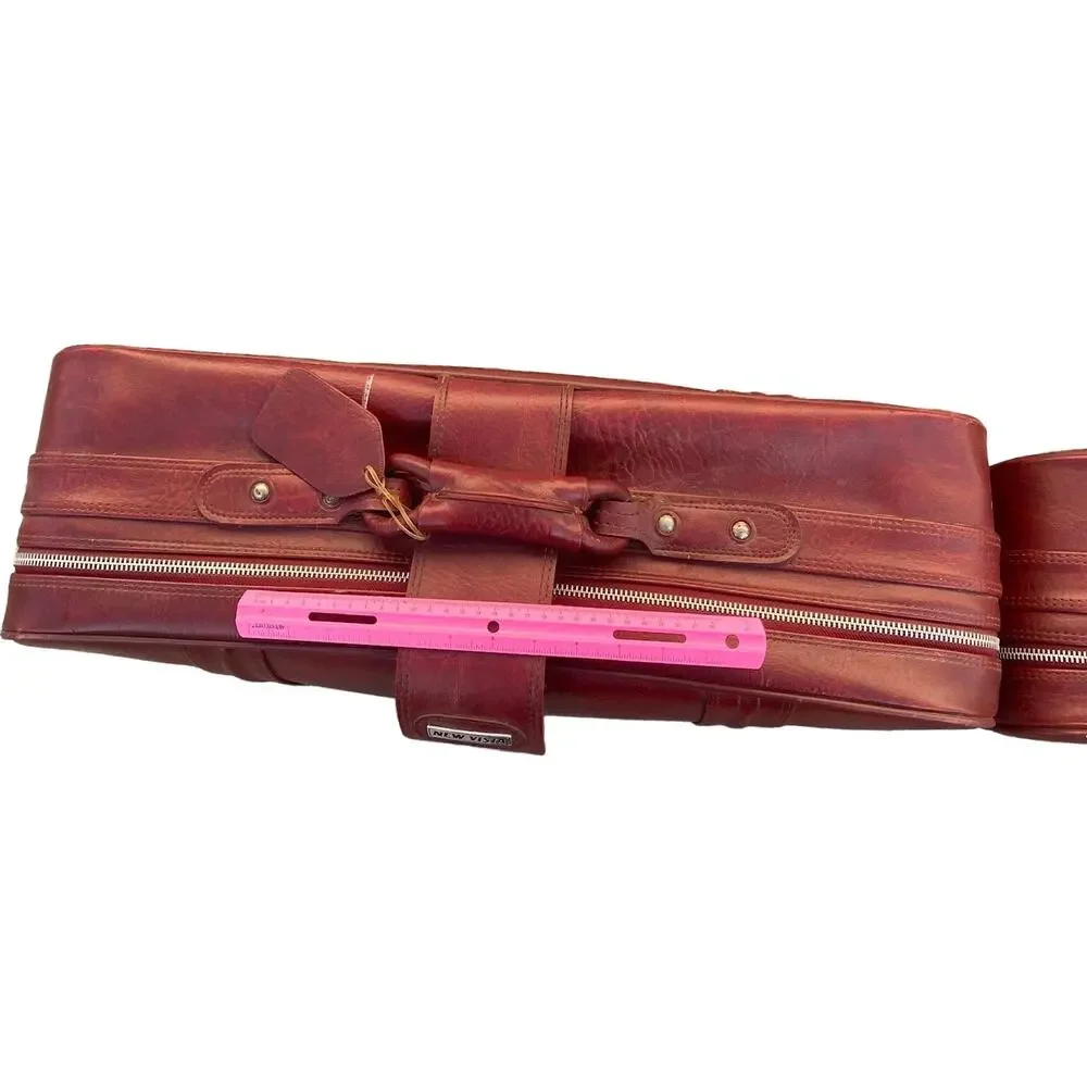 Set of 3 VTG New Vista Korean Travel Luggage Faux Leather Burgundy suitcases